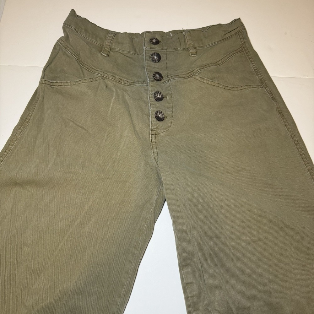 Lucky Brand Wide Leg Flare Jeans Womens Size 28 Button Fly Olive Green
